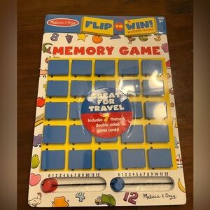 NEW Melissa & Doug Travel Memory Game, Wooden Game Board, 7 Double-Sided Cards.